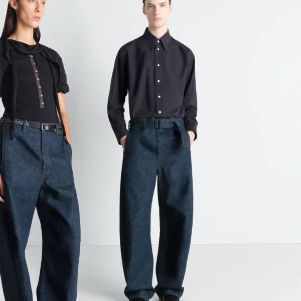 Lemaire Twisted Belted Pants in Denim, view 3