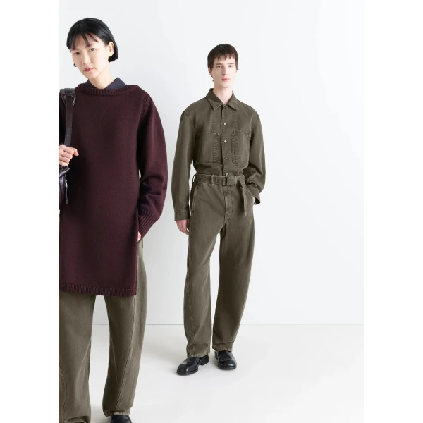 Lemaire Twisted Belted Pants in Denim, view 3