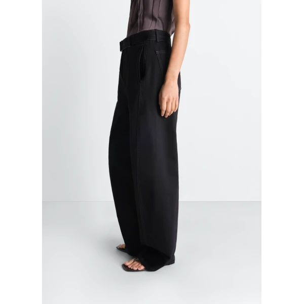 Lemaire Twisted Belted Pants in Denim - Pants - Parisian Minimalist Luxury at Luxury Shoes 