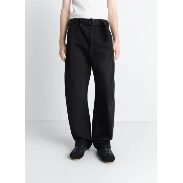Lemaire Twisted Belted Pants in Denim - Pants - Parisian Minimalist Luxury at Luxury Shoes 