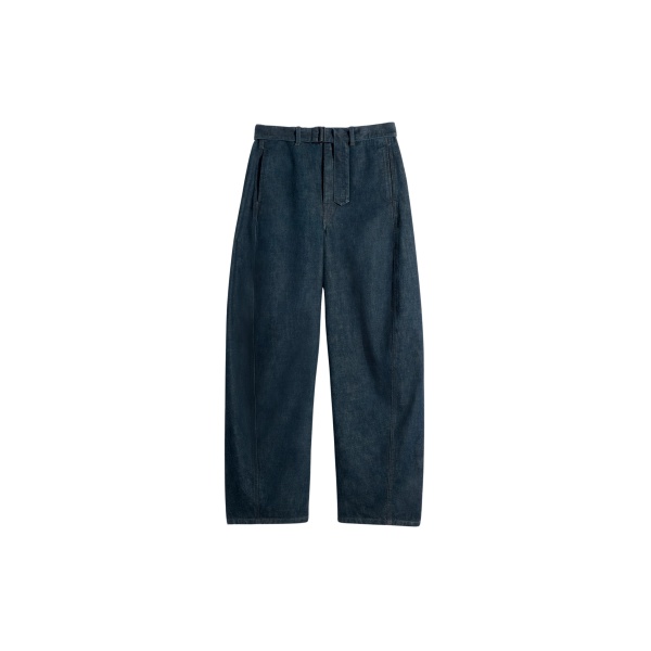 Lemaire Twisted Belted Pants in Denim - Pants - Parisian Minimalist Luxury at Luxury Shoes 