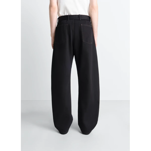 Lemaire Twisted Belted Pants in Denim - Pants - Parisian Minimalist Luxury at Luxury Shoes 