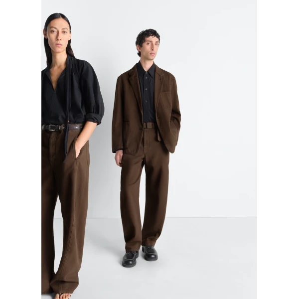 Lemaire Twisted Belted Pants in Dyed Heavy Broken Twill - Pants - Parisian Minimalist Luxury at Luxury Shoes 