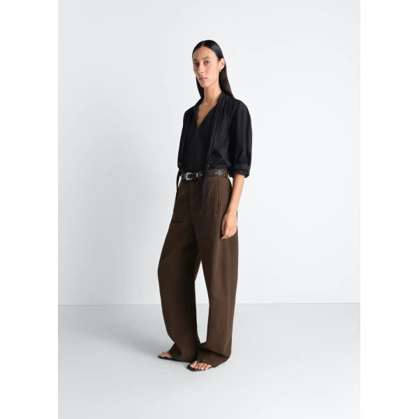 Lemaire Twisted Belted Pants in Dyed Heavy Broken Twill - Pants - Parisian Minimalist Luxury at Luxury Shoes 