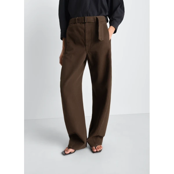 Lemaire Twisted Belted Pants in Dyed Heavy Broken Twill - Pants - Parisian Minimalist Luxury at Luxury Shoes 