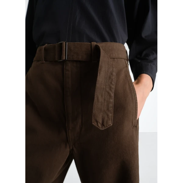 Lemaire Twisted Belted Pants in Dyed Heavy Broken Twill - Pants - Parisian Minimalist Luxury at Luxury Shoes 