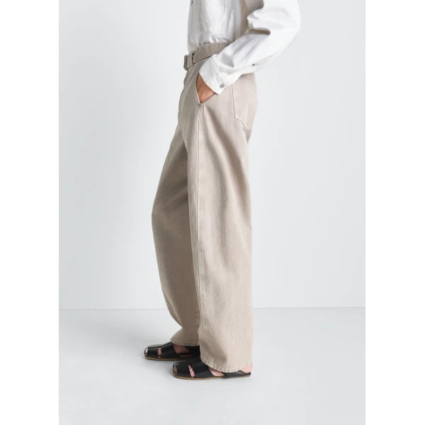 Lemaire Twisted Belted Pants in Heavy Broken Twill Snow - Pants - Parisian Minimalist Luxury at Luxury Shoes 