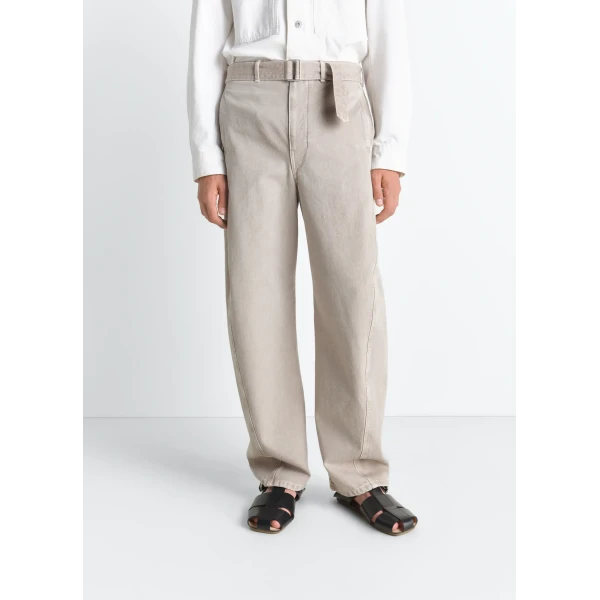 Lemaire Twisted Belted Pants in Heavy Broken Twill Snow - Pants - Parisian Minimalist Luxury at Luxury Shoes 