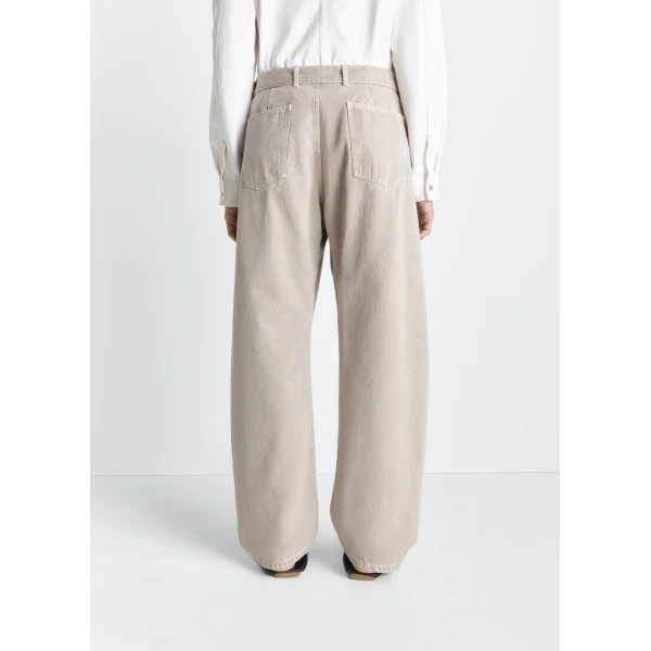 Lemaire Twisted Belted Pants in Heavy Broken Twill Snow - Pants - Parisian Minimalist Luxury at Luxury Shoes 
