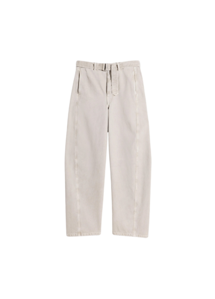 Lemaire Twisted Belted Pants in Heavy Broken Twill Snow - Pants - Parisian Minimalist Luxury at Luxury Shoes 