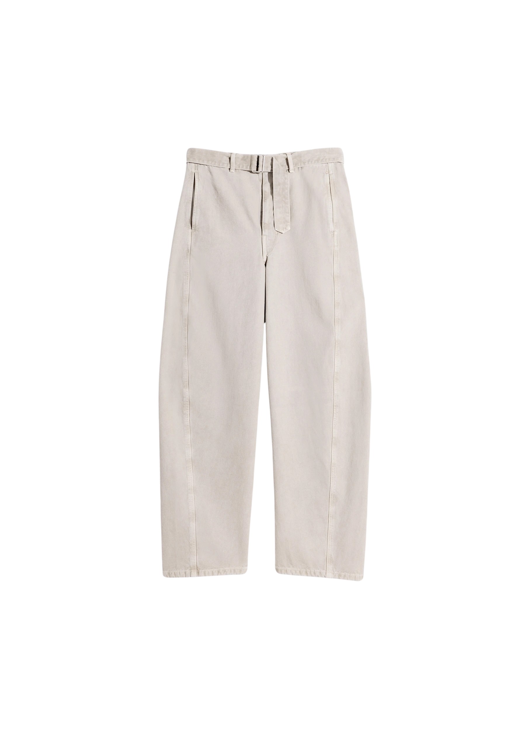 Lemaire Twisted Belted Pants in Heavy Broken Twill Snow - Pants - Parisian Minimalist Luxury at Luxury Shoes 
