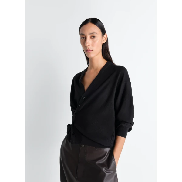 Lemaire Twisted Cardigan in Merino Blend - Knitwear - Parisian Minimalist Luxury at Luxury Shoes 