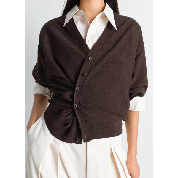 Lemaire Twisted Cardigan in Merino Blend - Knitwear - Parisian Minimalist Luxury at Luxury Shoes 