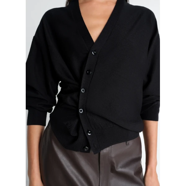 Lemaire Twisted Cardigan in Merino Blend - Knitwear - Parisian Minimalist Luxury at Luxury Shoes 
