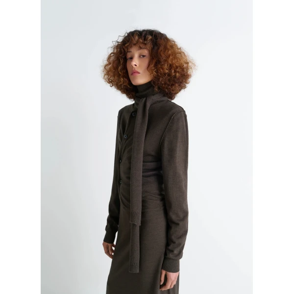 Lemaire Twisted Cardigan with Scarf in Merino Blend - Knitwear - Parisian Minimalist Luxury at Luxury Shoes 