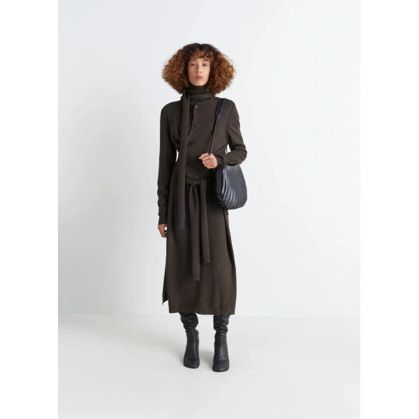 Lemaire Twisted Cardigan with Scarf in Merino Blend - Knitwear - Parisian Minimalist Luxury at Luxury Shoes 