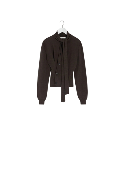 Lemaire Twisted Cardigan with Scarf in Merino Blend - Knitwear - Parisian Minimalist Luxury at Luxury Shoes 