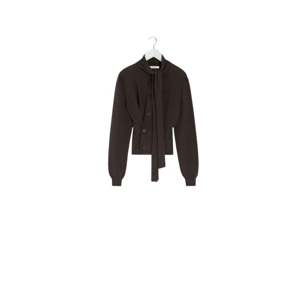 Lemaire Twisted Cardigan with Scarf in Merino Blend - Knitwear - Parisian Minimalist Luxury at Luxury Shoes 