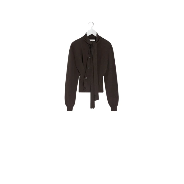 Lemaire Twisted Cardigan with Scarf in Merino Blend - Knitwear - Parisian Minimalist Luxury at Luxury Shoes 