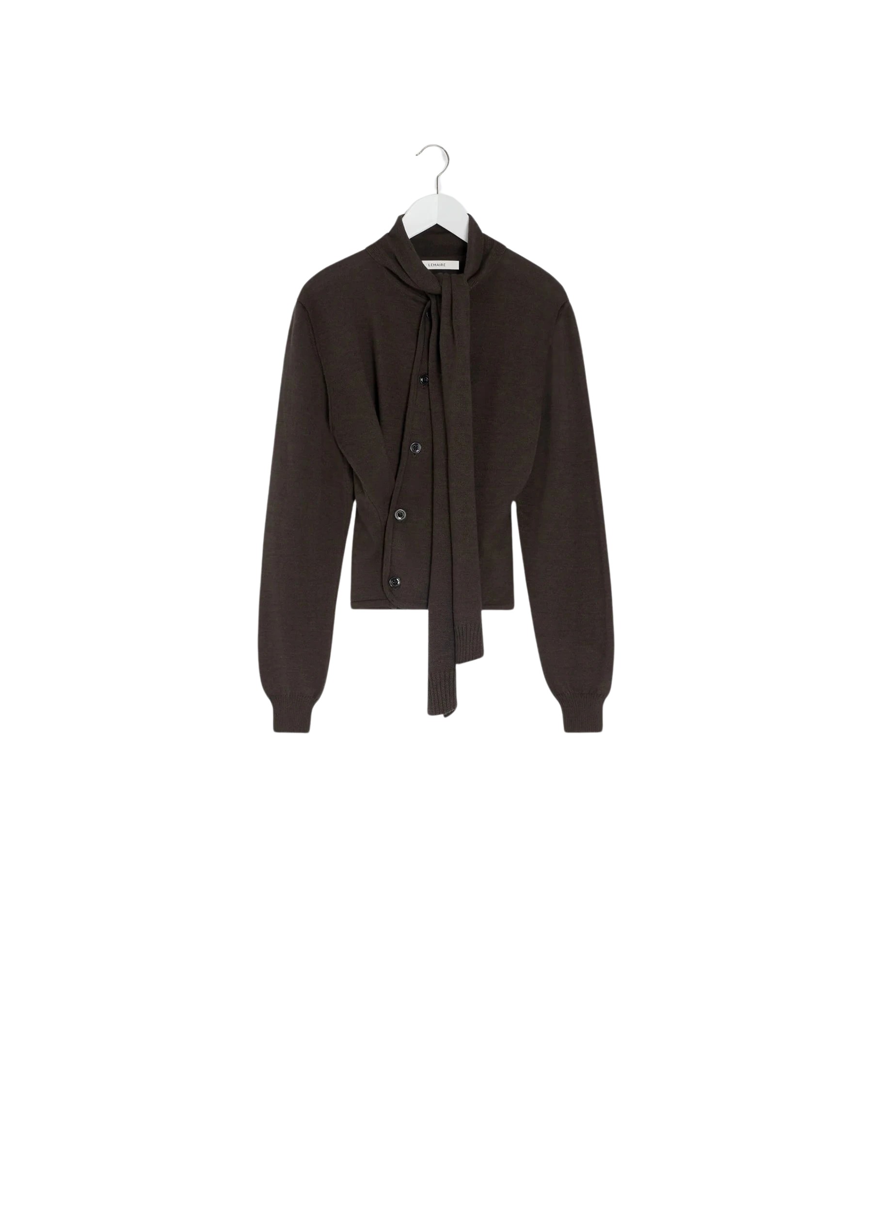 Lemaire Twisted Cardigan with Scarf in Merino Blend - Knitwear - Parisian Minimalist Luxury at Luxury Shoes 