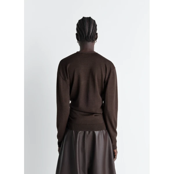 Lemaire Twisted V Neck Jumper in Merino Blend - Knitwear - Parisian Minimalist Luxury at Luxury Shoes 