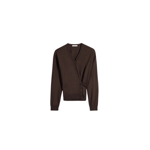 Lemaire Twisted V Neck Jumper in Merino Blend - Knitwear - Parisian Minimalist Luxury at Luxury Shoes 