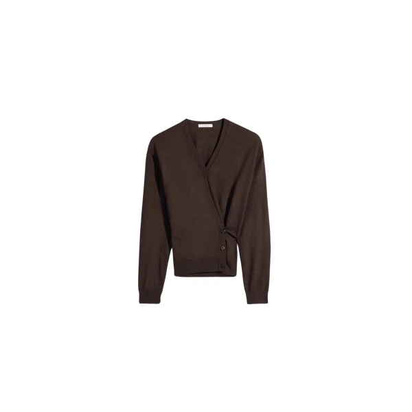 Lemaire Twisted V Neck Jumper in Merino Blend - Knitwear - Parisian Minimalist Luxury at Luxury Shoes 
