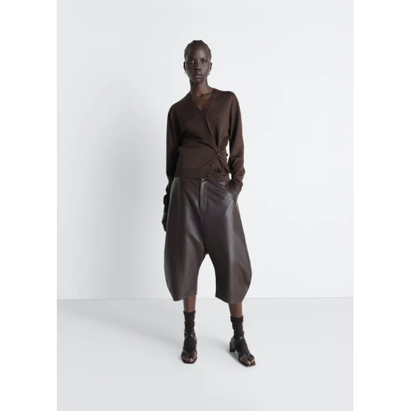 Lemaire Twisted V Neck Jumper in Merino Blend - Knitwear - Parisian Minimalist Luxury at Luxury Shoes 