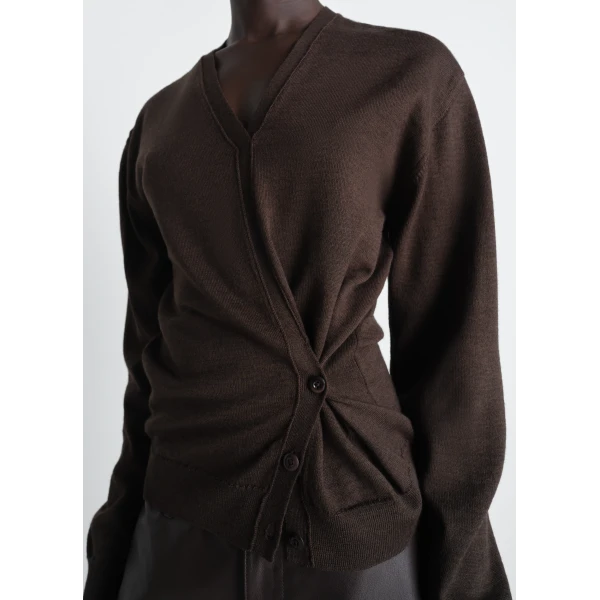 Lemaire Twisted V Neck Jumper in Merino Blend - Knitwear - Parisian Minimalist Luxury at Luxury Shoes 