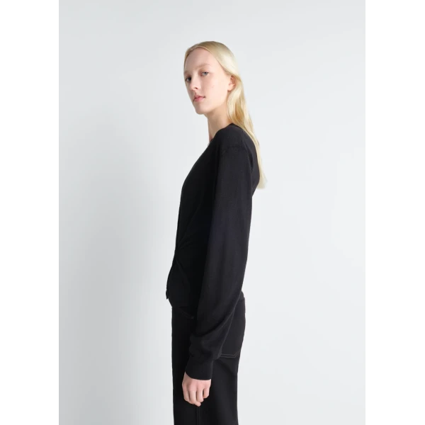 Lemaire Twisted V Neck Jumper in Merino Blend - Knitwear - Parisian Minimalist Luxury at Luxury Shoes 