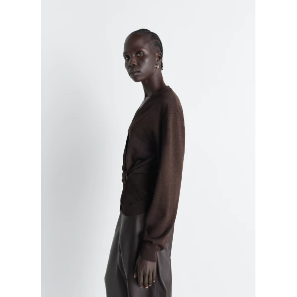 Lemaire Twisted V Neck Jumper in Merino Blend - Knitwear - Parisian Minimalist Luxury at Luxury Shoes 