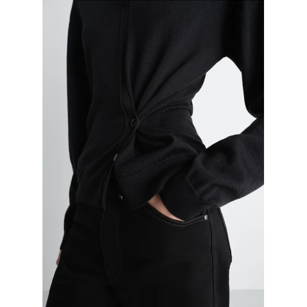 Lemaire Twisted V Neck Jumper in Merino Blend - Knitwear - Parisian Minimalist Luxury at Luxury Shoes 