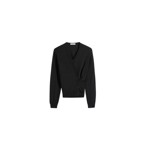 Lemaire Twisted V Neck Jumper in Merino Blend - Knitwear - Parisian Minimalist Luxury at Luxury Shoes 