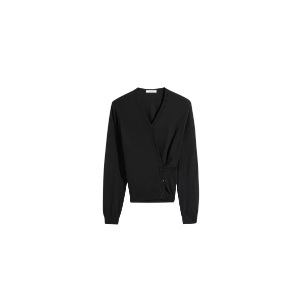 Lemaire Twisted V Neck Jumper in Merino Blend - Knitwear - Parisian Minimalist Luxury at Luxury Shoes 