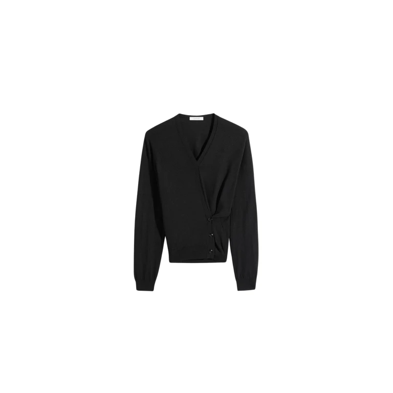 Lemaire Twisted V Neck Jumper in Merino Blend - Knitwear - Parisian Minimalist Luxury at Luxury Shoes 