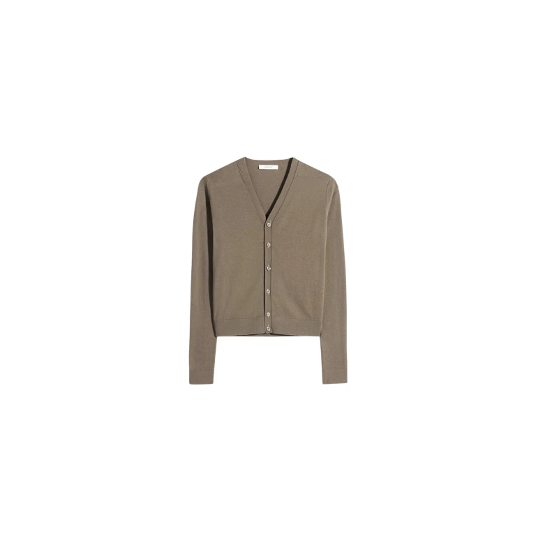 Lemaire V Neck Buttoned Cardigan in Fine Wool - Knitwear - Parisian Minimalist Luxury at Luxury Shoes 