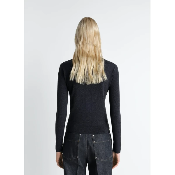 Lemaire V Neck Buttoned Cardigan in Fine Wool - Knitwear - Parisian Minimalist Luxury at Luxury Shoes 