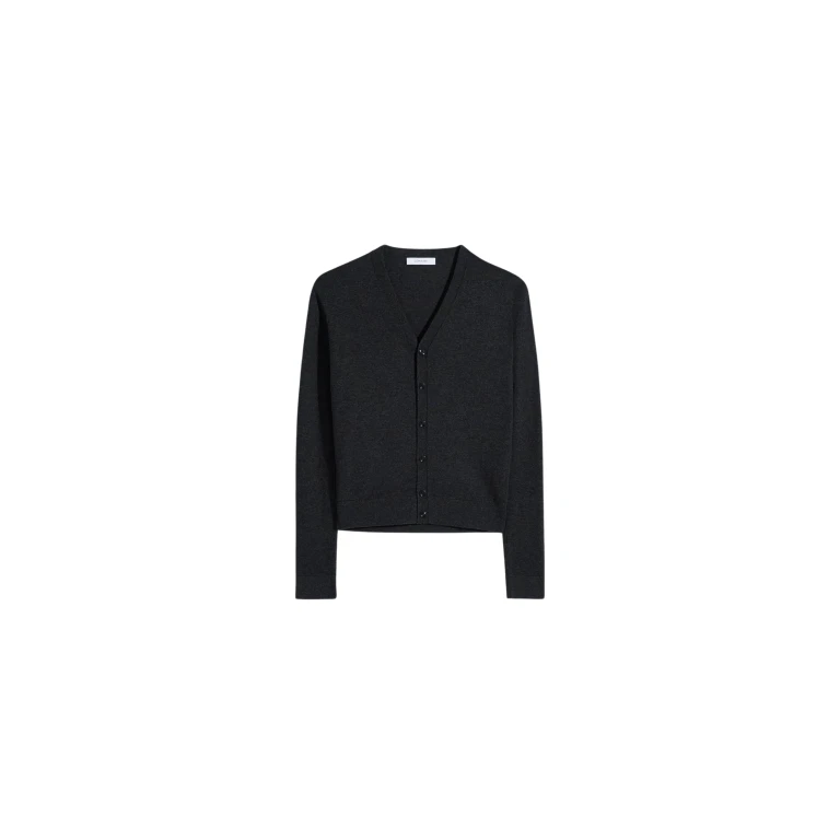 Lemaire V Neck Buttoned Cardigan in Fine Wool - Knitwear - Parisian Minimalist Luxury at Luxury Shoes 