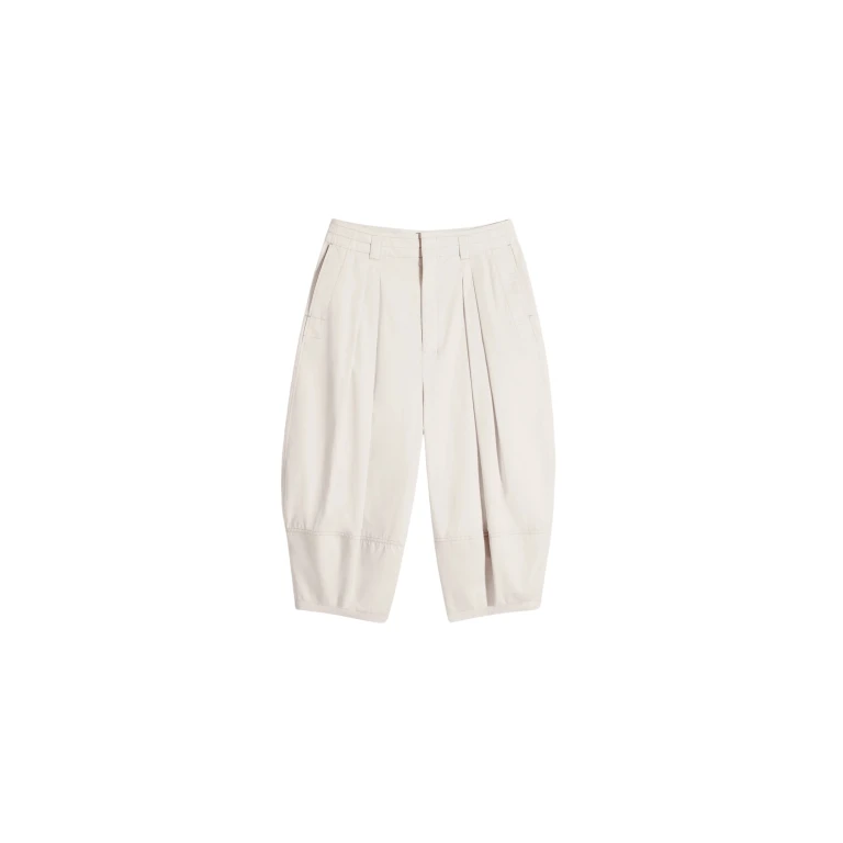 Lemaire Volume Bermudas in Cotton Satin - Shorts - Parisian Minimalist Luxury at Luxury Shoes 
