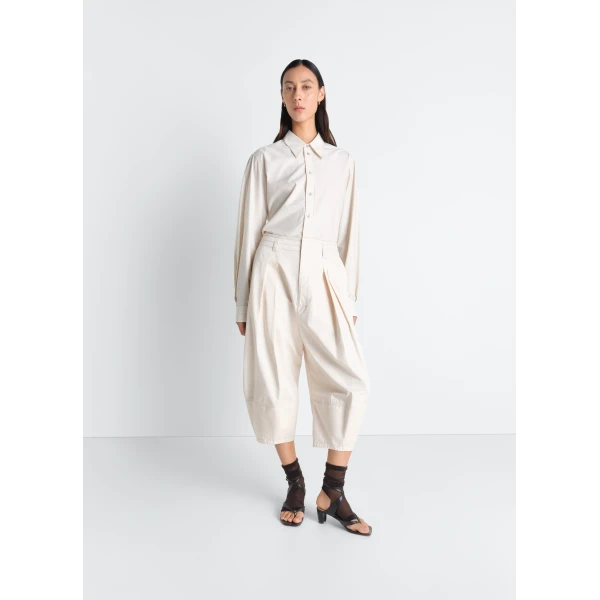 Lemaire Volume Bermudas in Cotton Satin - Shorts - Parisian Minimalist Luxury at Luxury Shoes 