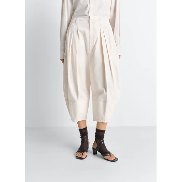 Lemaire Volume Bermudas in Cotton Satin - Shorts - Parisian Minimalist Luxury at Luxury Shoes 