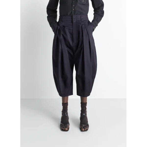 Lemaire Volume Bermudas in Cotton Satin - Shorts - Parisian Minimalist Luxury at Luxury Shoes 