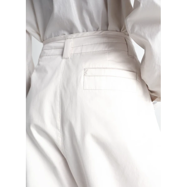 Lemaire Volume Bermudas in Cotton Satin - Shorts - Parisian Minimalist Luxury at Luxury Shoes 