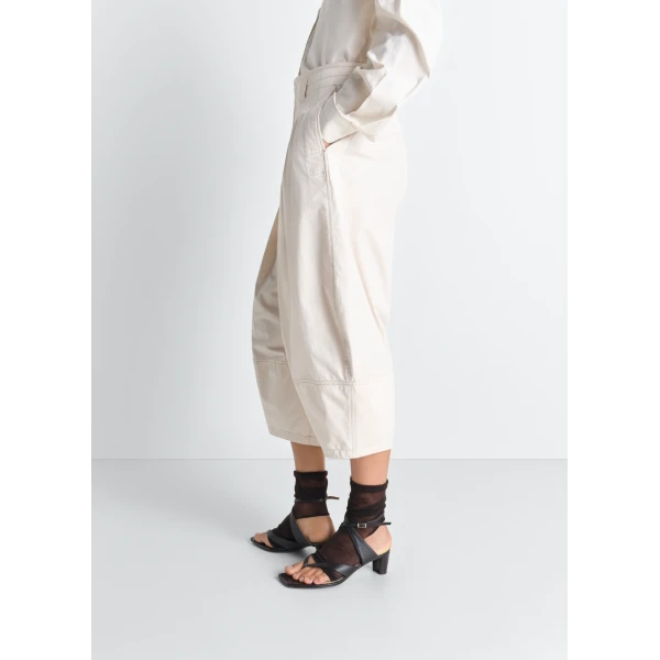 Lemaire Volume Bermudas in Cotton Satin - Shorts - Parisian Minimalist Luxury at Luxury Shoes 