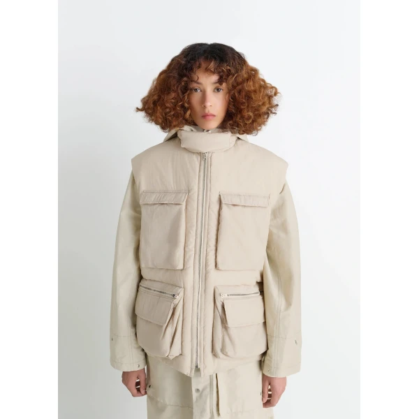Lemaire Wadded Gilet with Pockets in Light Nylon - Coats - Parisian Minimalist Luxury at Luxury Shoes 
