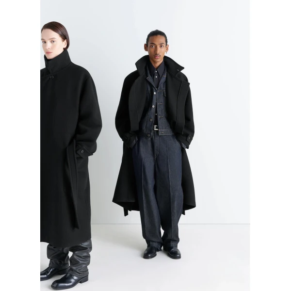 Lemaire Wrap Coat in Wool - Coats - Parisian Minimalist Luxury at Luxury Shoes 