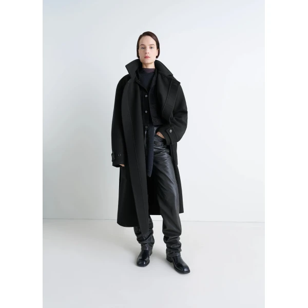 Lemaire Wrap Coat in Wool - Coats - Parisian Minimalist Luxury at Luxury Shoes 