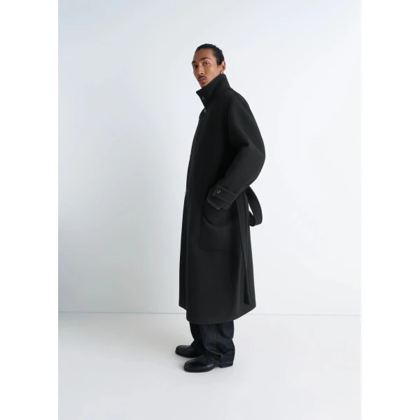 Lemaire Wrap Coat in Wool - Coats - Parisian Minimalist Luxury at Luxury Shoes 