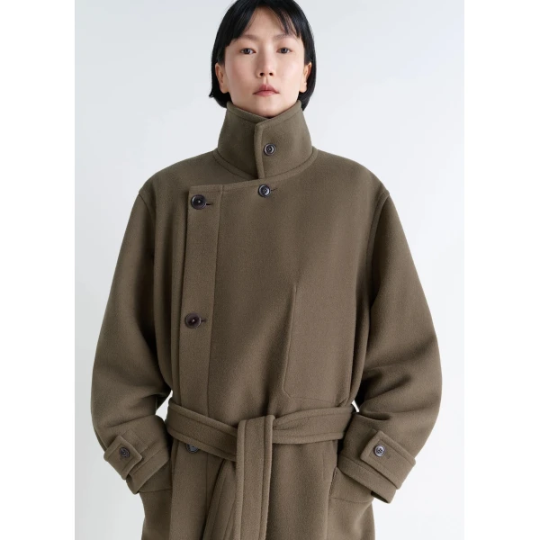 Lemaire Wrap Coat in Wool - Coats - Parisian Minimalist Luxury at Luxury Shoes 