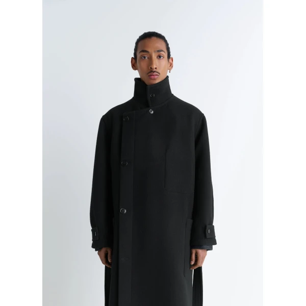 Lemaire Wrap Coat in Wool - Coats - Parisian Minimalist Luxury at Luxury Shoes 